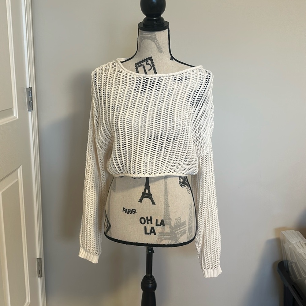 Garage Cropped Crochet Long Sleeve